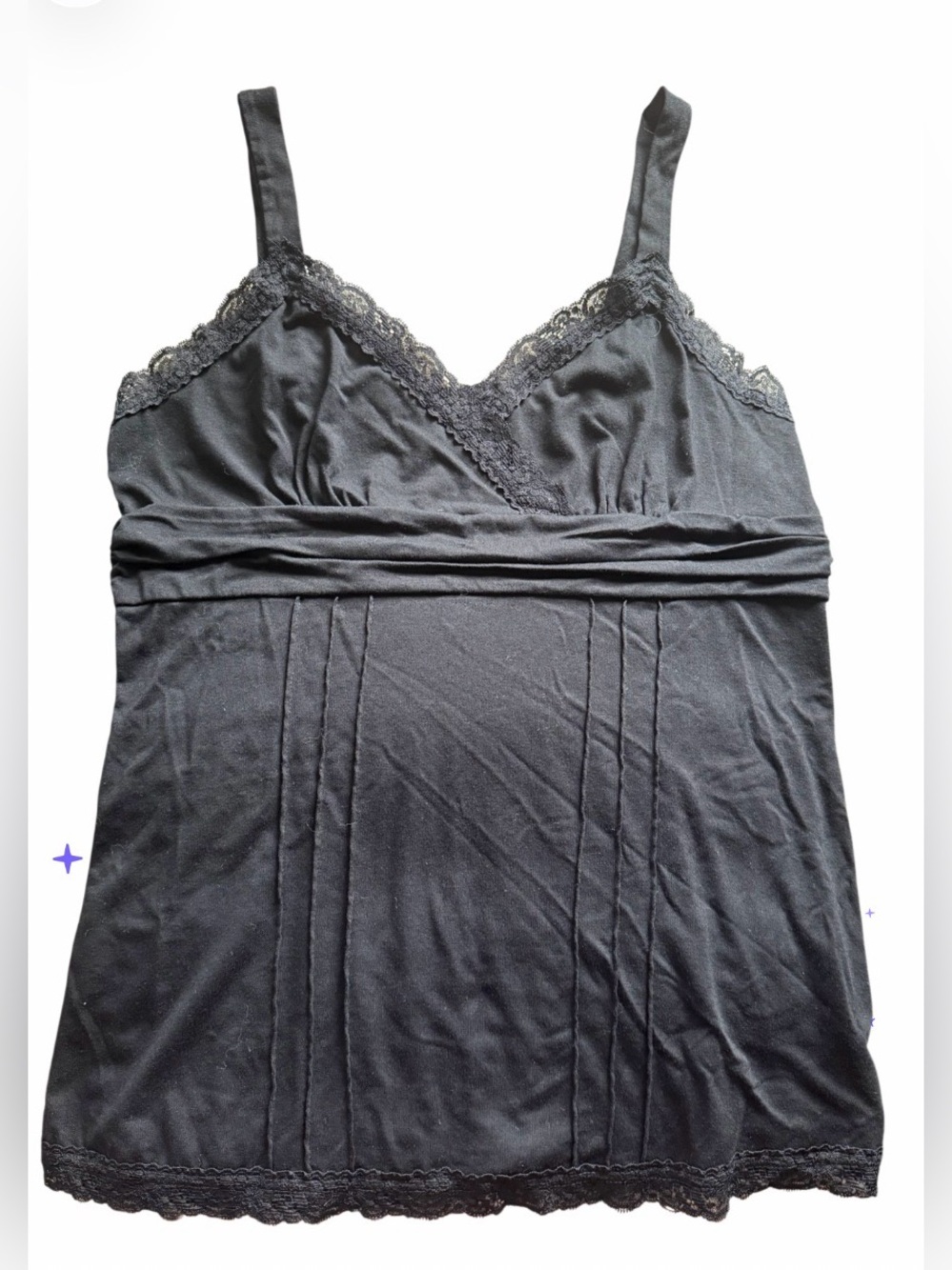 Hillard & Hanson Black Lace-Trim Camisole